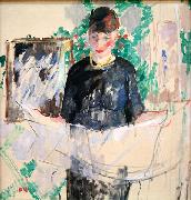 Rik Wouters Woman in Black Reading a Newspaper oil painting
